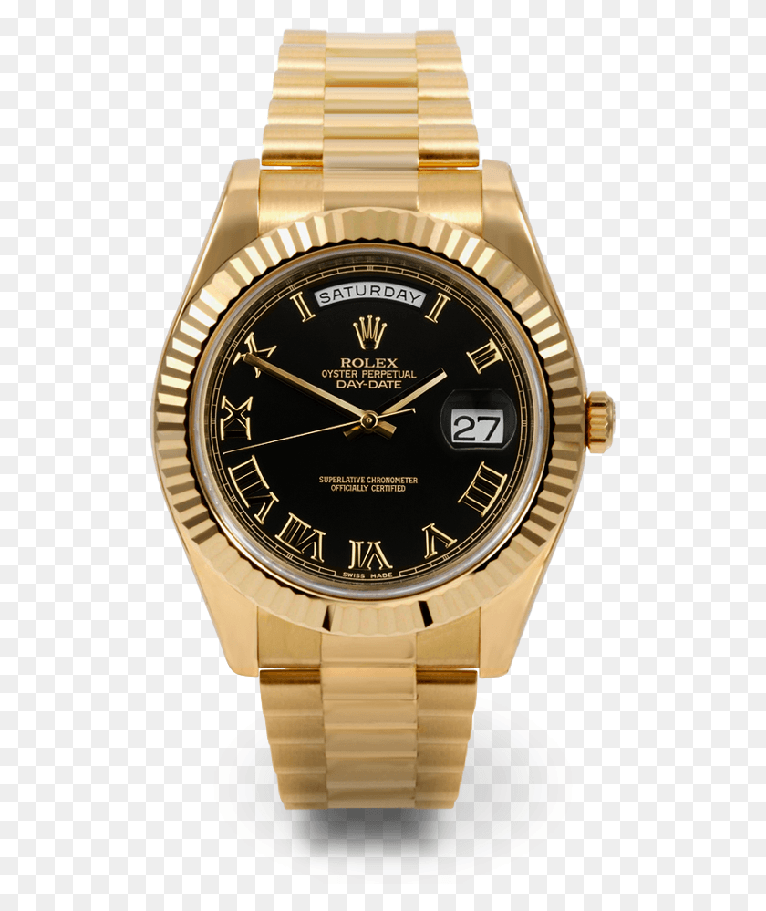 513x939 Rolex Men39s 18 K Yellow Gold Day Date President 2 With Yellow Gold Day Date Black Face, Wristwatch, Clock Tower, Tower HD PNG Download