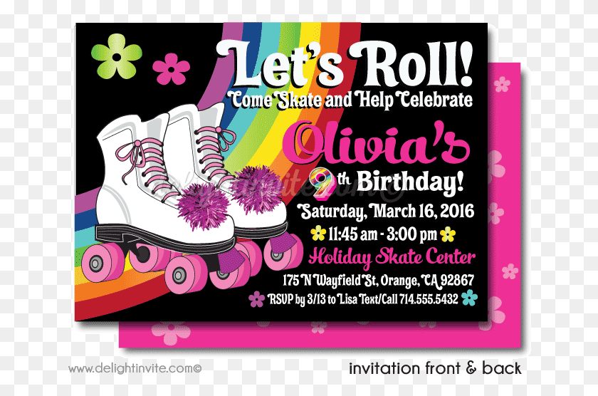 652x496 Roller Skate Party Printable Invitations Di 225dp Birthday Party Invitation Templates Roller Skating, Flyer, Poster, Paper HD PNG Download