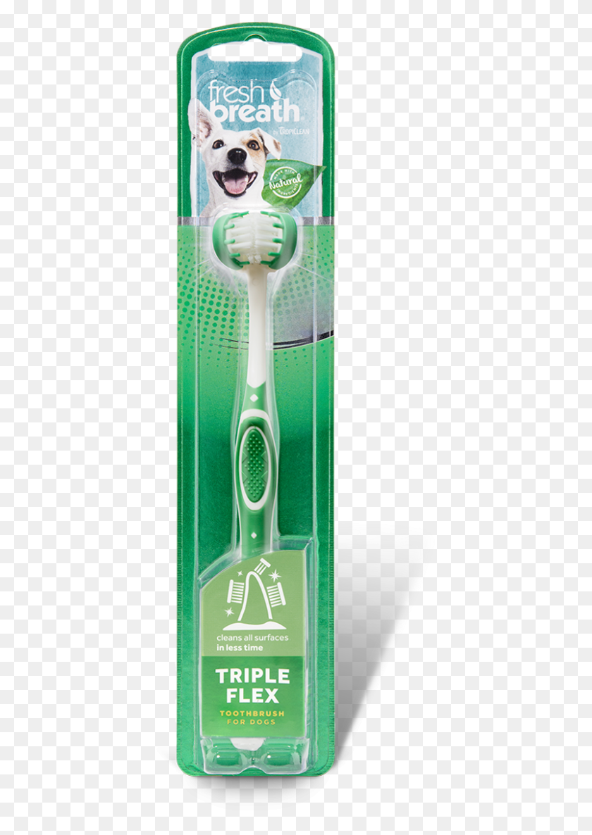 408x1126 Rollover To Zoom Tropiclean Fresh Breath Triple Flex Toothbrush For, Brush, Tool, Dog HD PNG Download