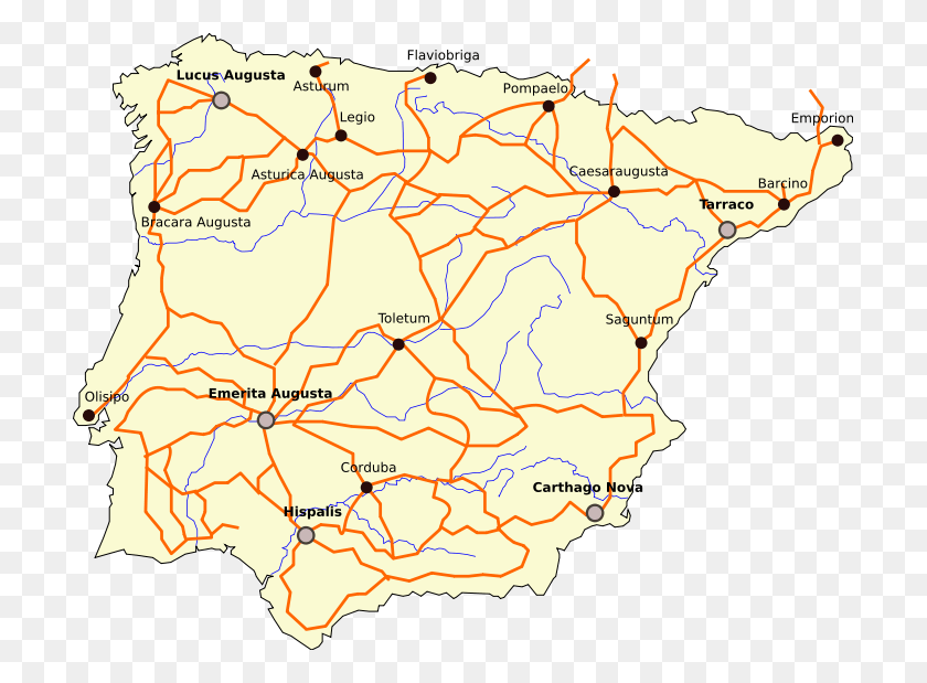 707x559 Descargar Png / Mapa De Carreteras Romanas En España Hd Png