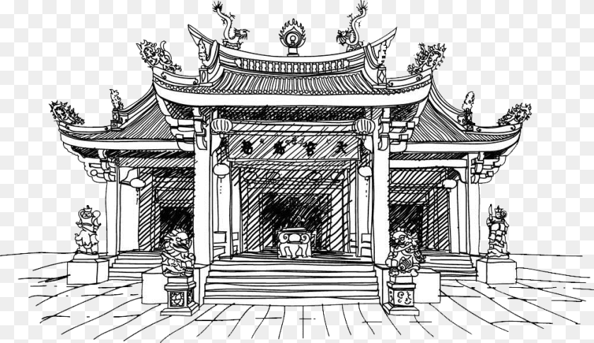 1000x577 Rome Clipart Ancient Temple Chinese Temple Roof Sketch, Art, Drawing, Person Sticker PNG