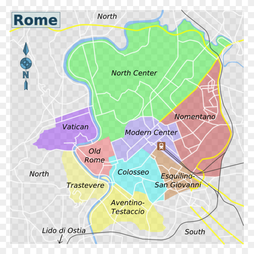 1019x1019 Mapa De Los Distritos De Roma, Mapa, Diagrama, Atlas Hd Png