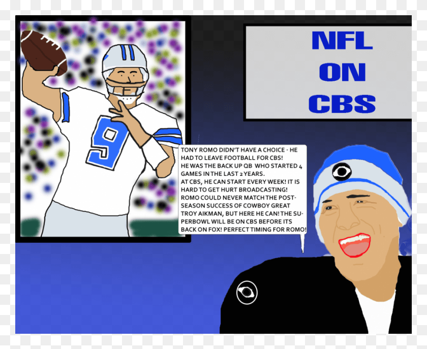900x724 Romo Plays In Postseason For Cbs Cartoon, Person, Human, Face HD PNG Download