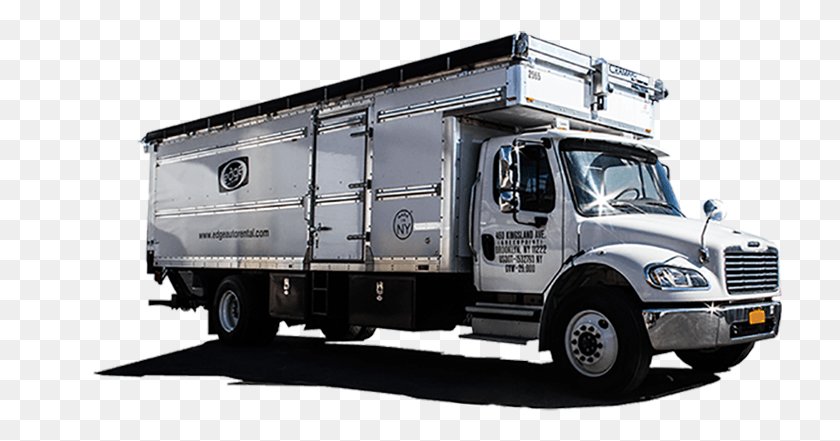 724x381 Roofless Cube Truck With Retractable Roof And Cantilever Trailer Truck, Vehicle, Transportation, Van HD PNG Download