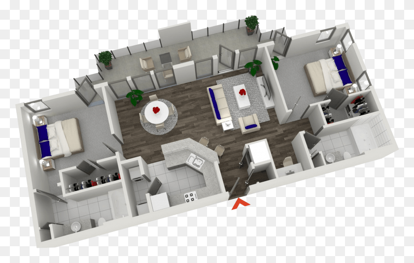 1951x1188 Rooftop Apartment 3d Floor Plan, Floor Plan, Diagram, Toy HD PNG Download