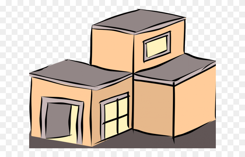 640x480 Rooftop Clipart Flat Roof Flat Roof House Clipart, Furniture, Box, Cardboard Descargar Hd Png