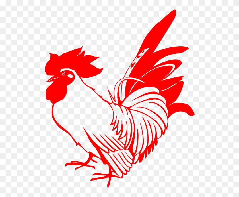 532x634 Rooster Chicken Red Poultry Stamp New Year39s Card Free Rooster, Fowl, Bird, Animal HD PNG Download