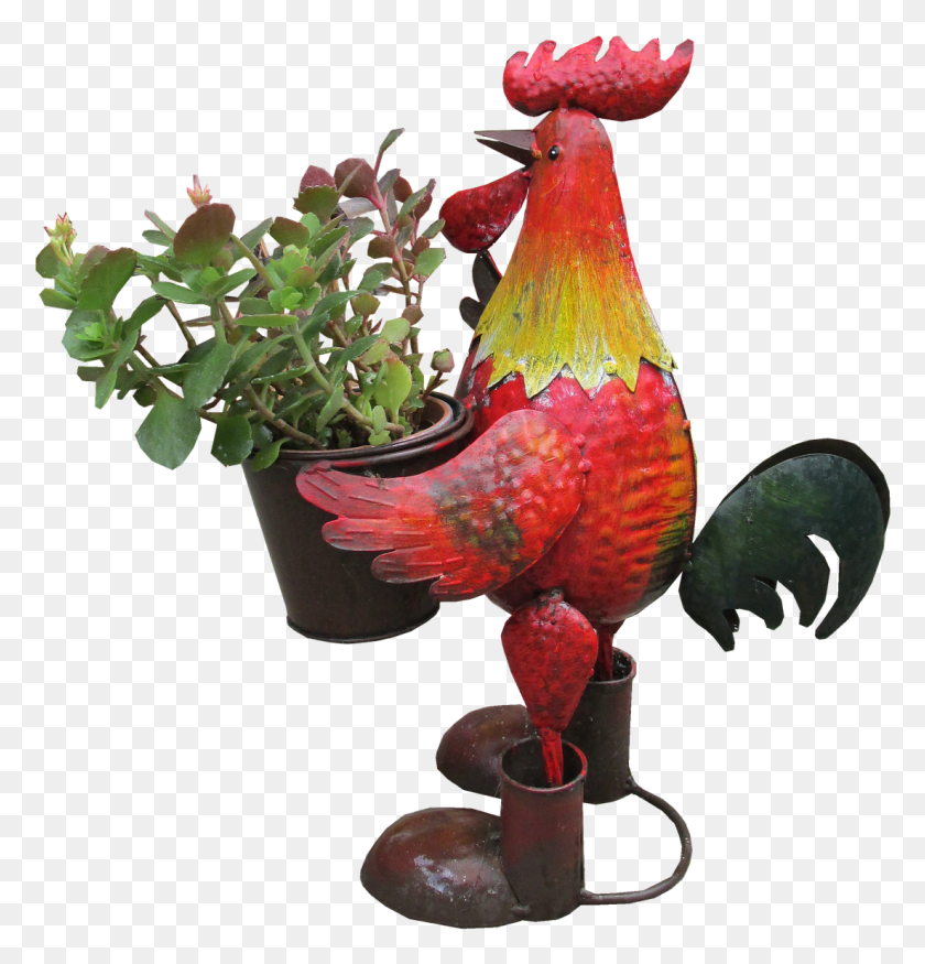1103x1153 Rooster Planter Garden Rooster, Animal, Bird, Poultry HD PNG Download