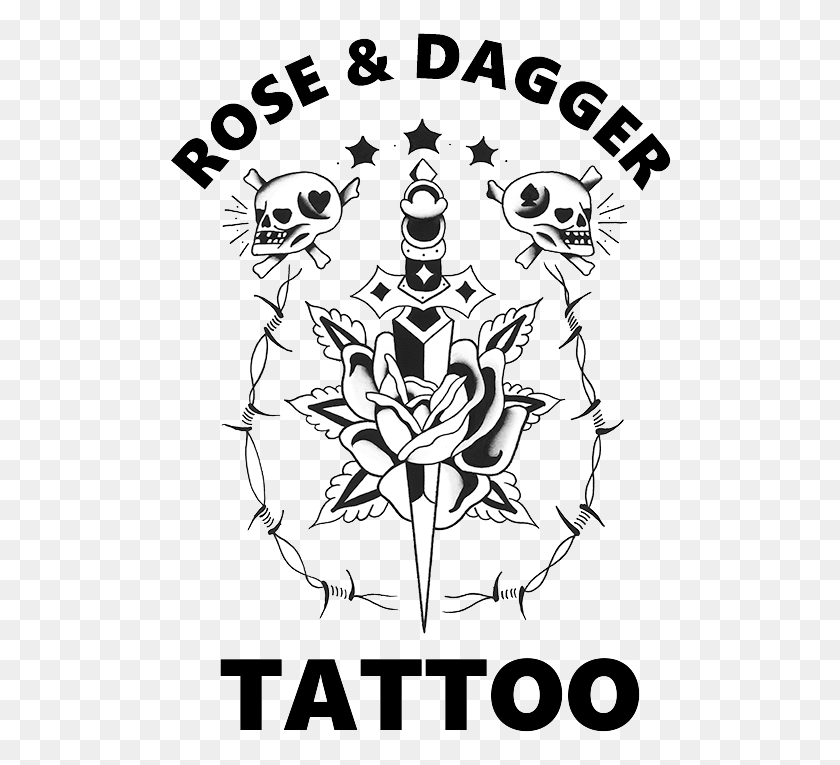 511x705 Descargar Png Tatuaje Rosa Y Daga Pdx Daga Rosa Tatuaje Flash, Símbolo, Emblema, Cartel Hd Png