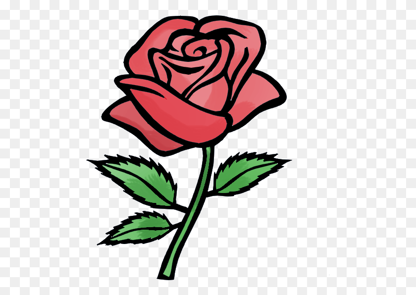 493x536 Descargar Png Dibujo De Dibujos Animados De Rosa Gratis En Rosa Roja Dibujo Fácil, Flor, Planta, Flor Hd Png