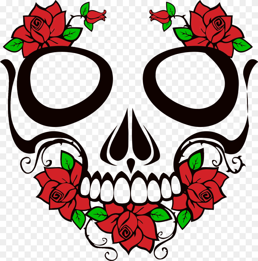 2252x2282 Rose Clip Art Skull, Floral Design, Graphics, Pattern, Accessories Clipart PNG
