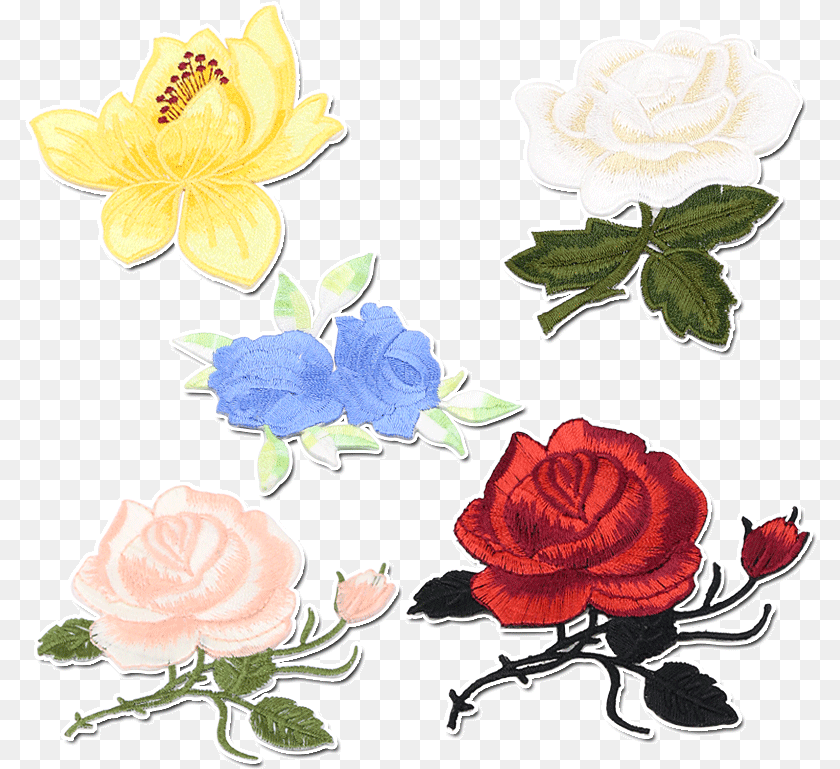 793x769 Rose Flowers Embroidered Cloth Patch Stickers Fashion Appliqu, Pattern, Flower, Plant, Art PNG