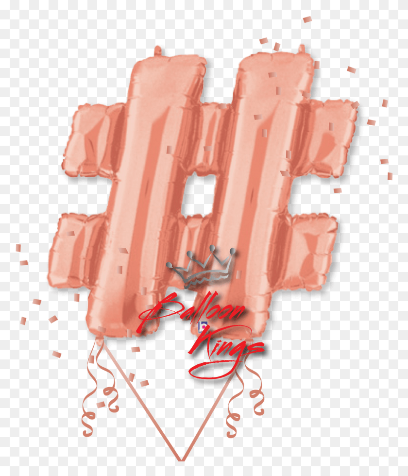 1045x1233 Rose Gold Symbol Hashtag Balloon, Weapon, Weaponry, Text HD PNG Download