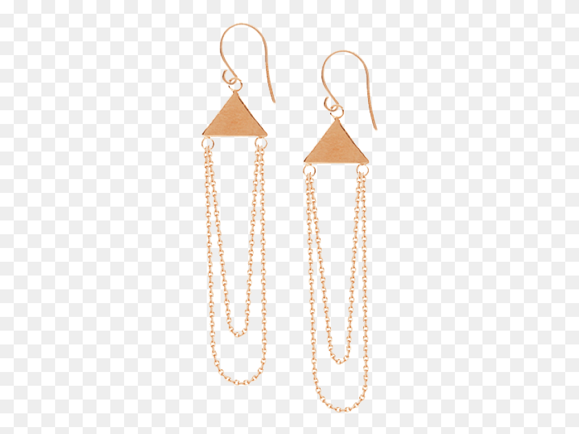 259x570 Rose Gold Triangle And Dangle Chain Hook Earrings, Necklace, Jewelry, Accessories HD PNG Download