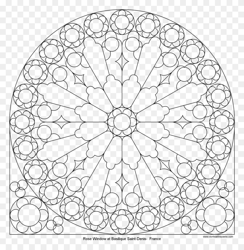 1423x1461 Rose Mandala Picture To Color Stained Glass Window, Gray, World Of Warcraft HD PNG Download