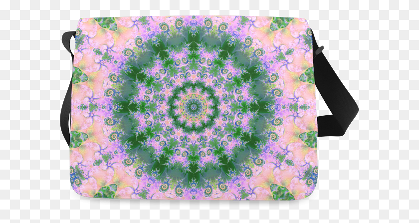 601x387 Rose Pink Green Explosion Of Flowers Mandala Messenger Handbag, Pattern, Floral Design, Graphics HD PNG Download