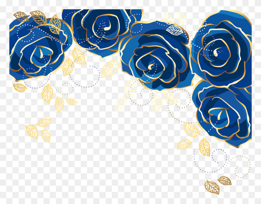 1024x787 Rose Roses Rosesticker Midnight Gold Blue Royalblue Blue Floral Vector Background, Pattern, Graphics HD PNG Download