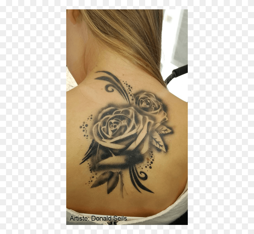403x715 Rose Shoulder Tattoos Rose Tattoos With Scrolls, Skin, Tattoo, Person Descargar Hd Png