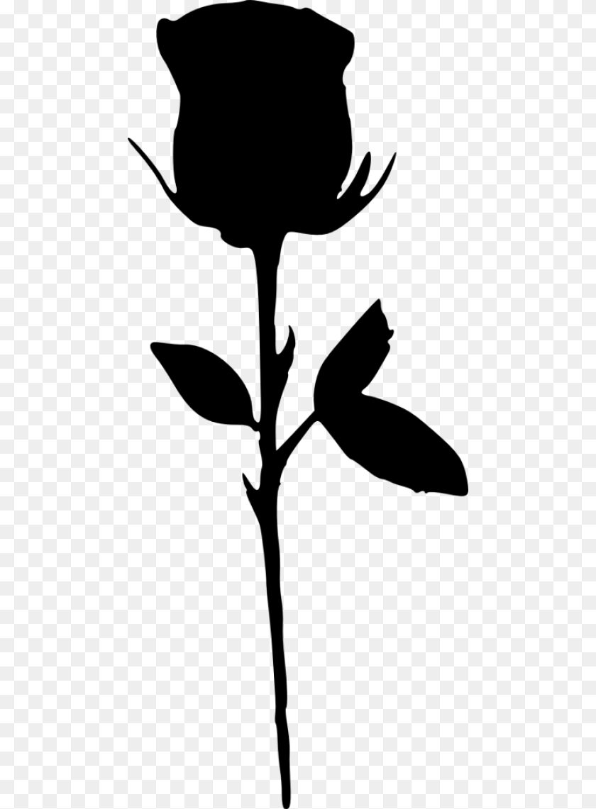 480x1141 Rose Silhouette, Flower, Plant, Leaf, Bud Clipart PNG
