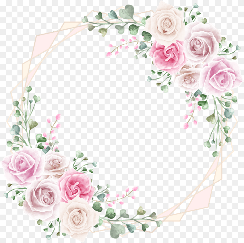 1024x1022 Rose Square Gold Frame Glitter Geometric Colorful Garden Roses, Flower, Flower Arrangement, Plant, Flower Bouquet PNG