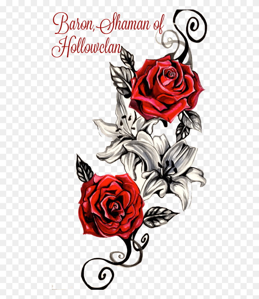 506x912 Rose Tattoo Clipart Red Rose Vine, Graphics, Floral Design HD PNG Download