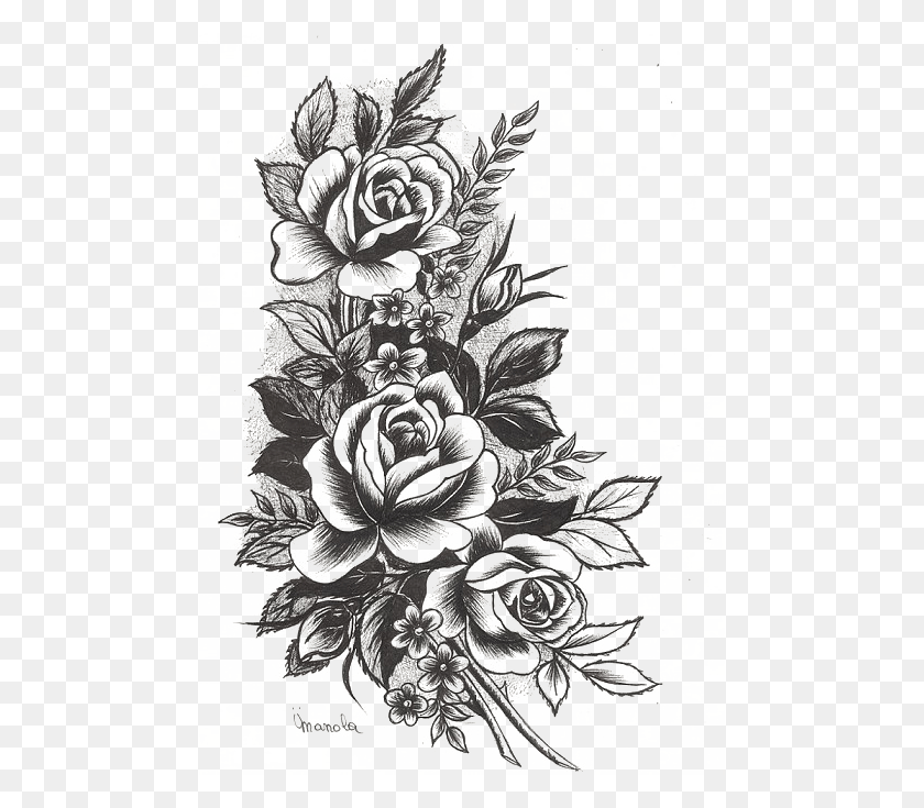 478x675 Rose Tattoo High Quality Image Flowers Design Tattoo, Floral Design, Pattern, Graphics HD PNG Download