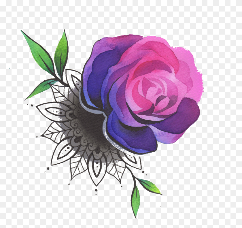 1697x1591 Роза С Татуировкой Мандала Роза Цветная, Растение, Цветок, Цветение Hd Png Скачать