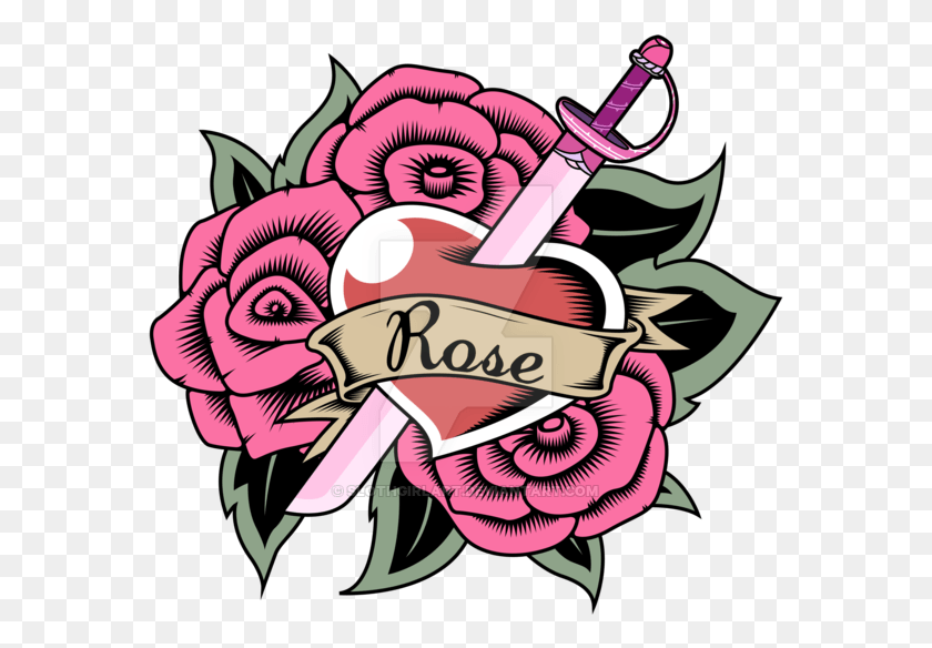 573x524 Роза С Именем Татуировки Розовый Кварц Татуировка Вселенная Стивена, Графика, Цветочный Дизайн Hd Png Скачать