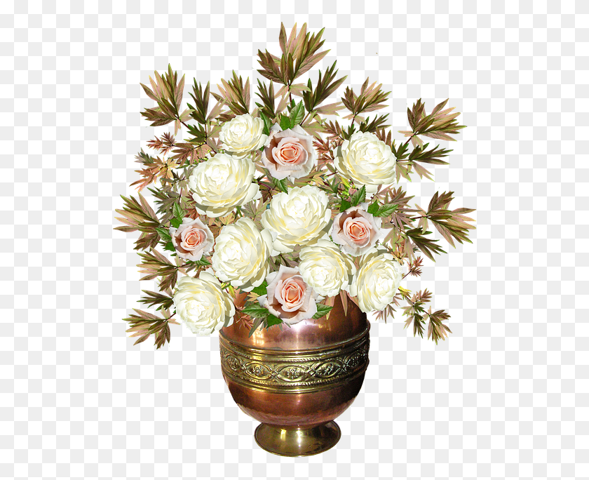 524x624 Roses Copper Vase Flowers Arrangement Jarron Con Flores, Plant, Graphics HD PNG Download