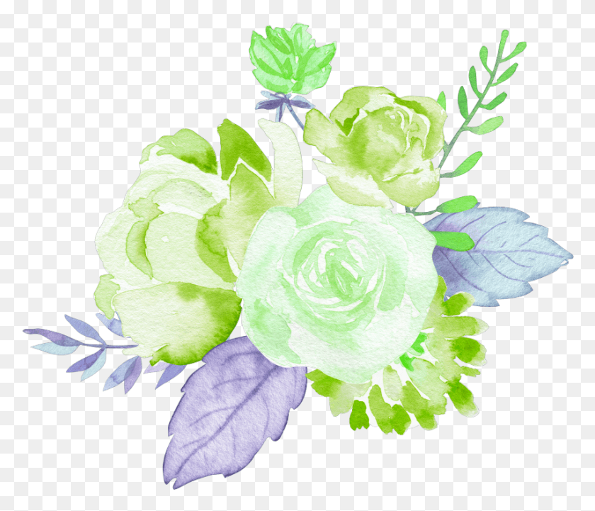 855x725 Розы Зеленые Садовые Цветы Акварель Kpop Garden Roses, Графика, Цветочный Дизайн Hd Png Download