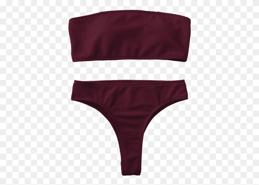 399x542 Rosewe Rib Texture High Leg Bandeau Bikini Set Underpants, Clothing, Apparel, Lingerie HD PNG Download