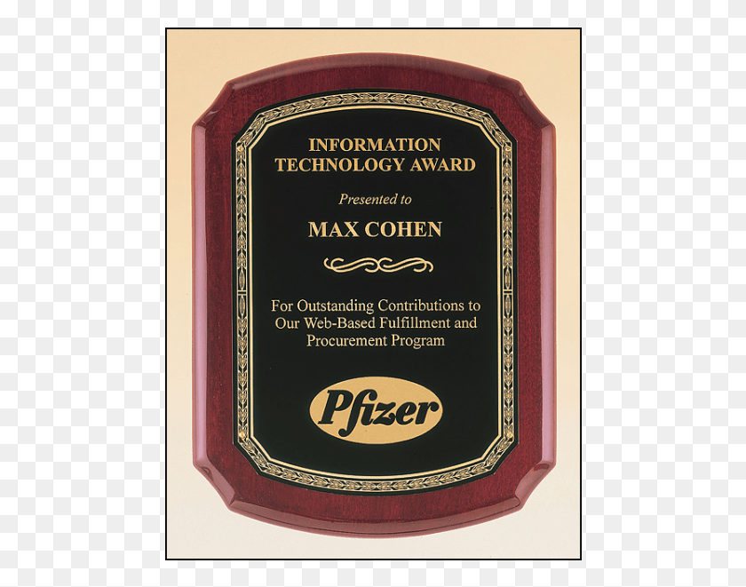 470x601 Rosewood Stained Piano Finish Plaque With A Black Brass Rubber Stamping, Beverage, Drink, Food HD PNG Download