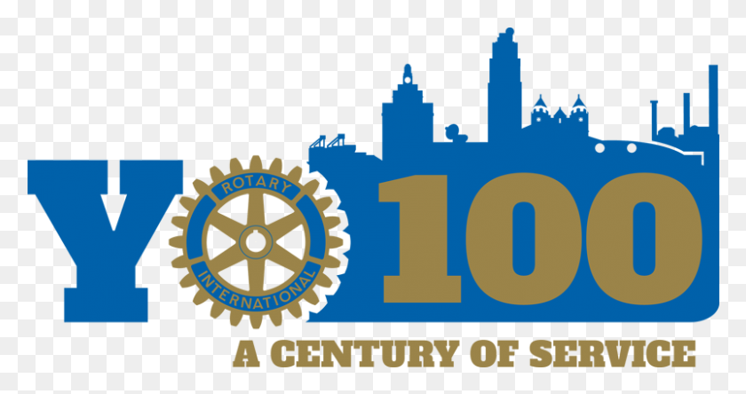 801x395 Rotary Club Of Youngstown Ohio 100 Años De Rotary, Máquina, Símbolo, Logotipo Hd Png