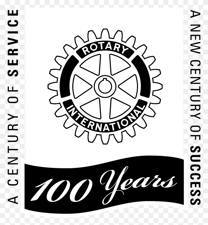 2031x2210 Descargar Png Rotary International Logo Club Rotario Blanco Y Negro, Texto, Etiqueta, Símbolo Hd Png