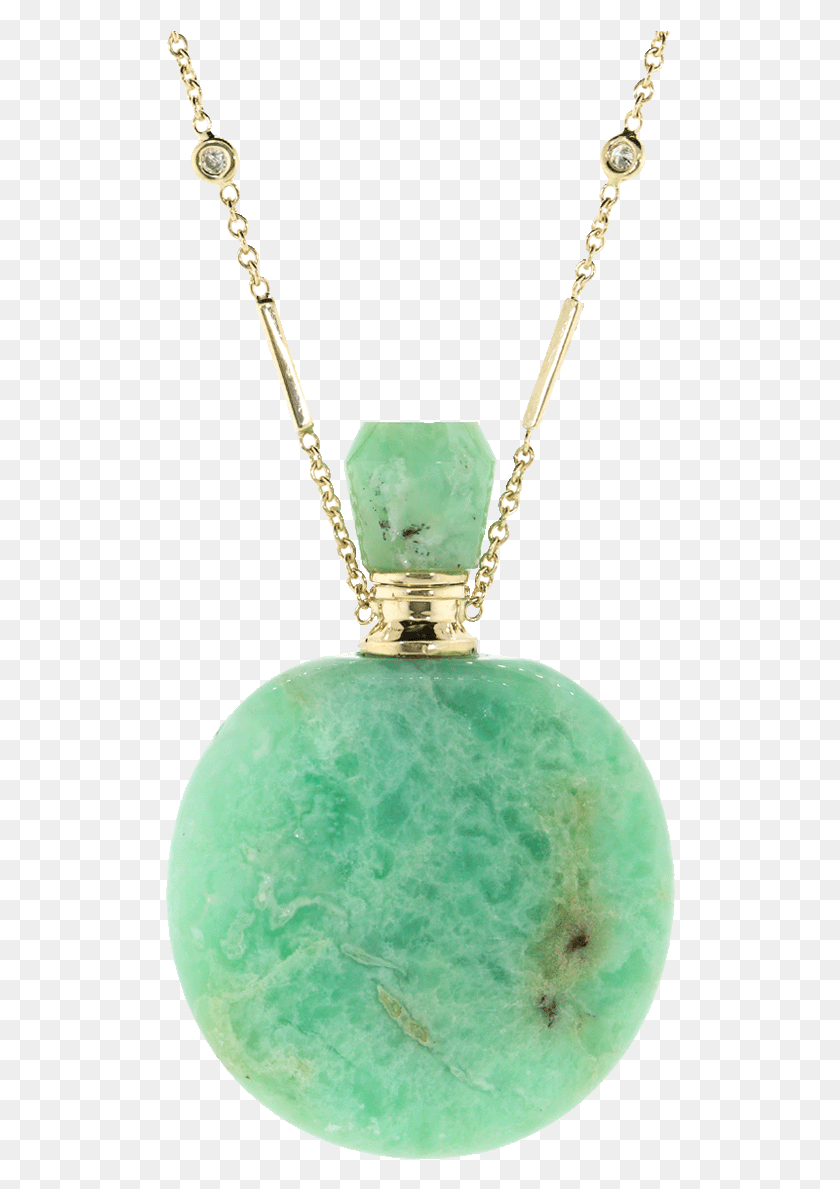510x1129 Round Chrysoprase Potion Bottle Necklace Locket, Jade, Gemstone, Ornament HD PNG Download