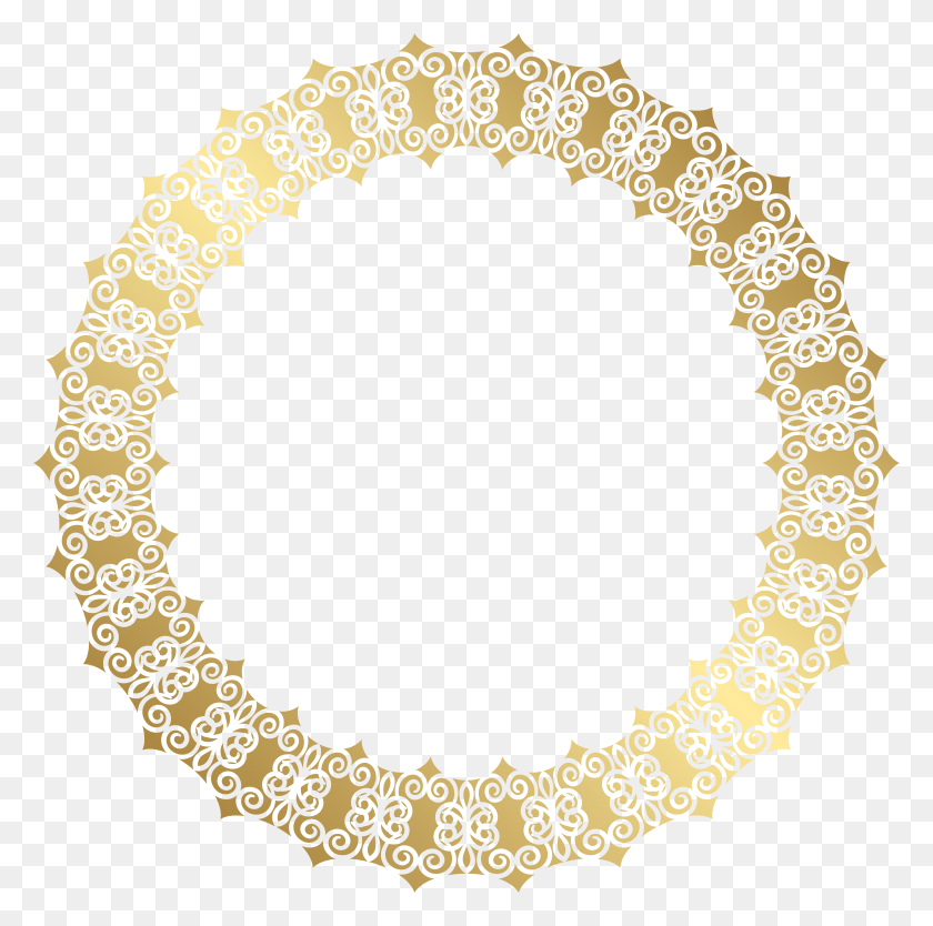 7849x7793 Round Gold Border Transparent Clip Art Image, Lace, Oval HD PNG Download