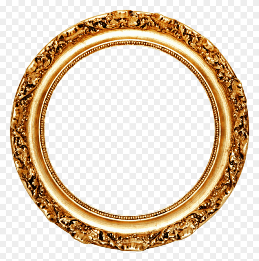 1003x1011 Round Golden Frame Golden Round Frame, Oval, Bracelet, Jewelry HD PNG Download