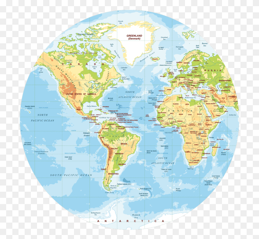 715x713 Round Map Of The World Simple Design Polypropylyn Physical World Map Round, Outer Space, Astronomy, Space HD PNG Download