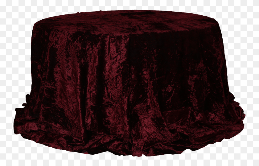 755x481 Round Table With Maroon Velvet Cover Ottoman, Tablecloth HD PNG Download