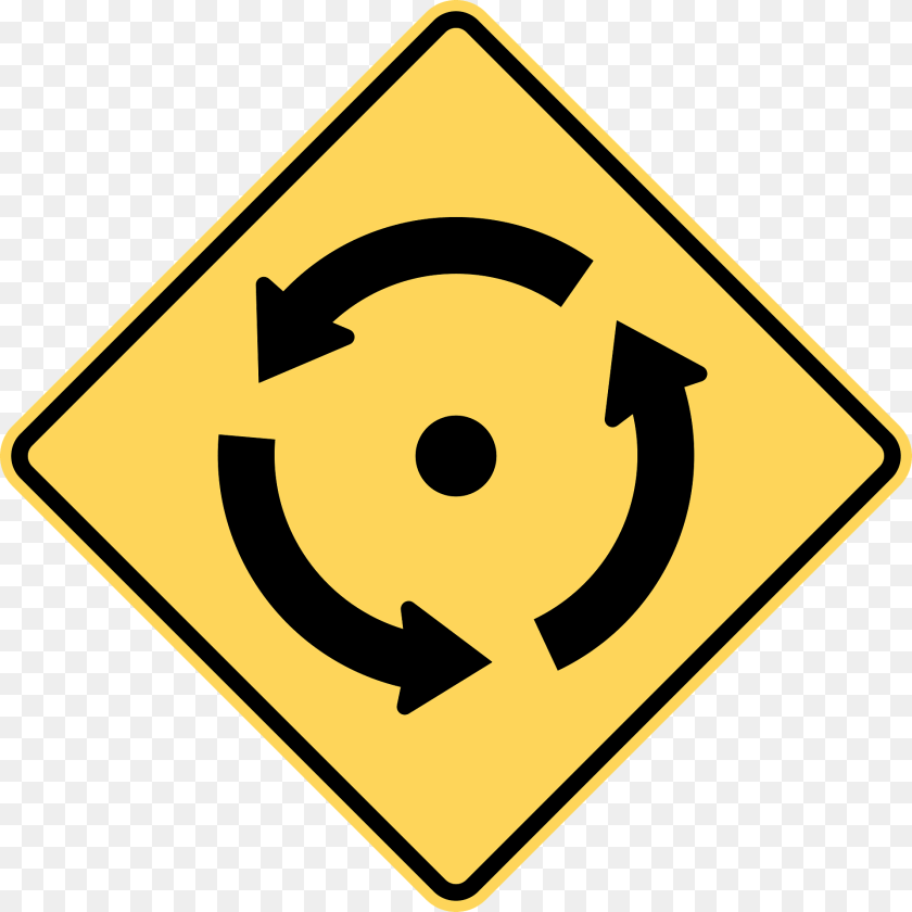 1920x1920 Roundabout Ahead Sign In British Columbia Symbol, Road Sign, Blackboard Clipart PNG