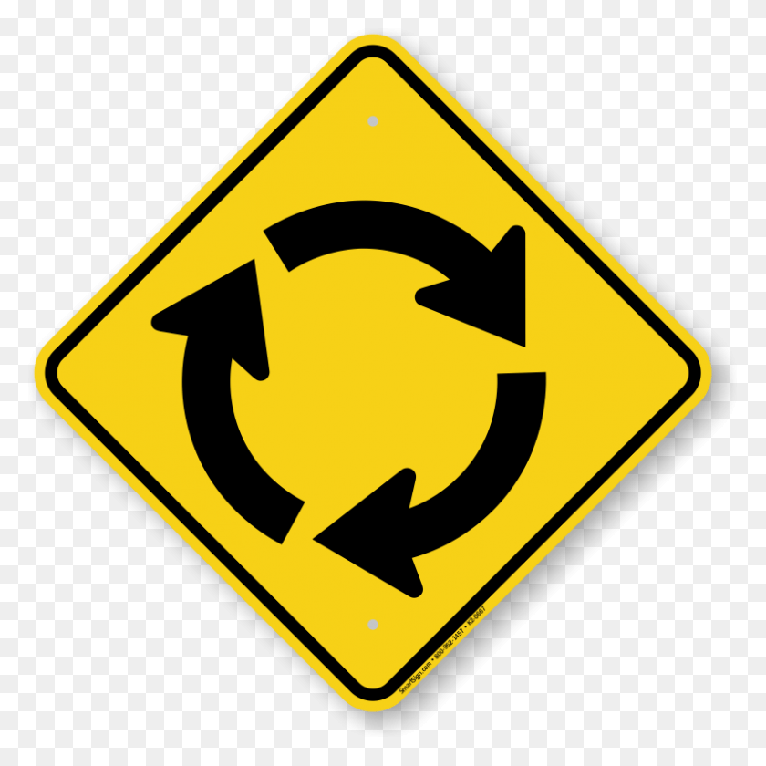 800x800 Roundabout Sign, Symbol, Road Sign HD PNG Download