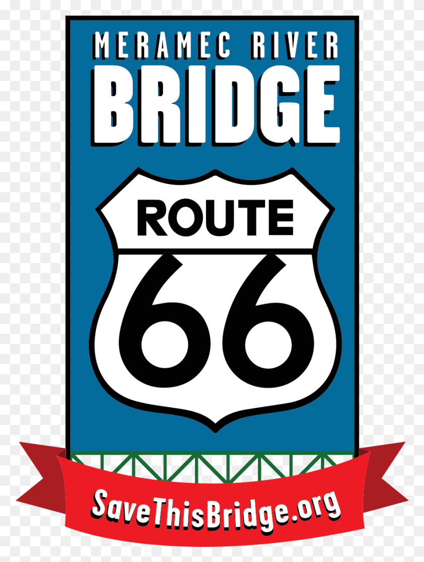 887x1196 Route 66 Bridge At The Meremac River Route, Symbol, Text, Sign HD PNG Download