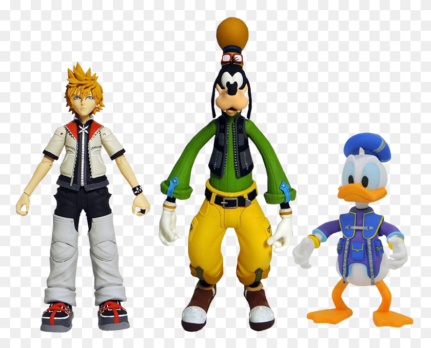 1461x1161 Roxas Goofy Amp Donald Duck 7 Figura De Acción Paquete De 3 Figuras De Acción Kingdom Hearts, Persona, Humano, Juguete Hd Png