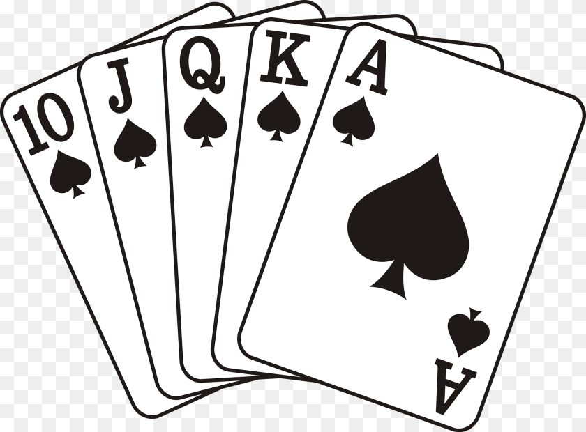 Royal Flush Spade Suit Clipart, Gambling, Game Sticker PNG