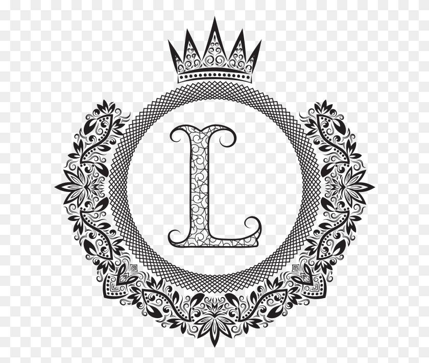 630x651 Royal Monogram Logo Vintage Letra L, Text, Alfombra, Encaje Hd Png