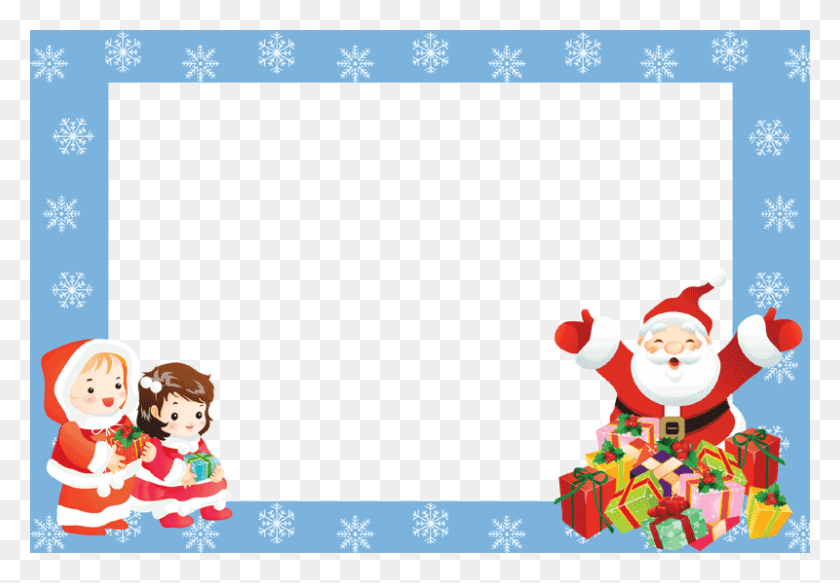 800x537 Royalty Free Free Christmas Clipart Borders For Word Christmas Kids Frame, Performer, Clown, Mail HD PNG Download