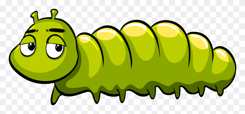 5439x2309 Royalty Free Illustration Green Cartoon Royaltyfree Caterpillar With White Background, Hand, Plant, Mouth HD PNG Download