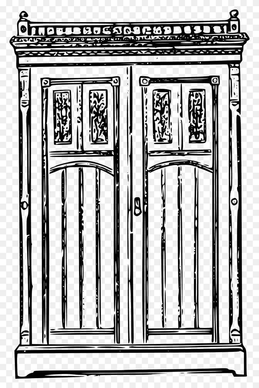 1548x2378 Royalty Free Library Closet Drawing Clipart Old Wardrobe Clipart Black And White, Gray, World Of Warcraft HD PNG Download
