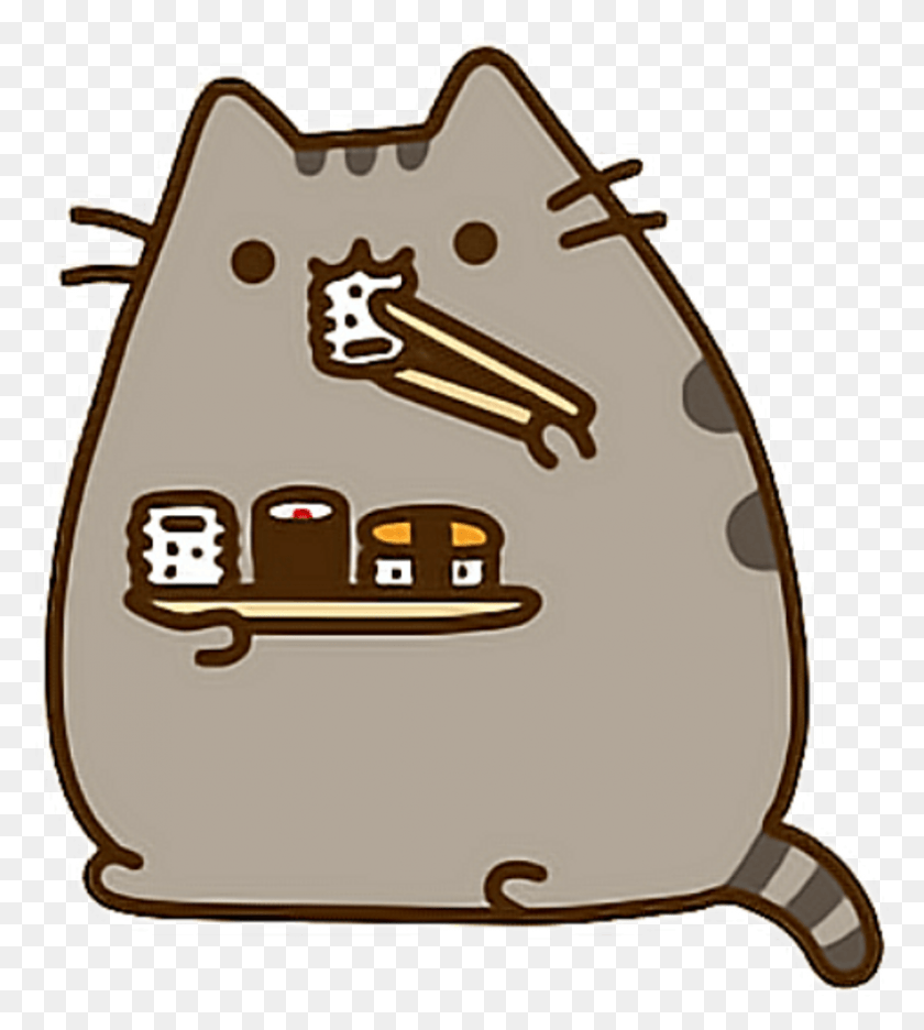 787x884 Royalty Free Library Stickproject Pusheen Cute Pusheen Cat Eating Sushi, Armor, Shield HD PNG Download