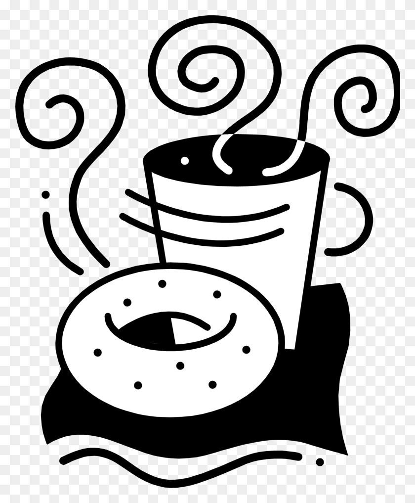 1589x1951 Стоковые Изображения Rf Png Изображение - Бублик Рисунок Кофе Пончик Кофе И Пончики, Снеговик, Зима, Снег Hd Png Скачать